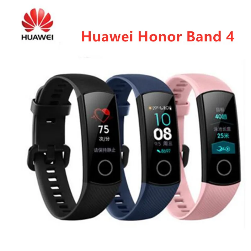 Оригинальные Смарт-часы huawei Honor Band 4, браслет Touchscree Amoled, цветной, 0,95 дюймов, Водонепроницаемый Фитнес-браслет, монитор сердечного ритма