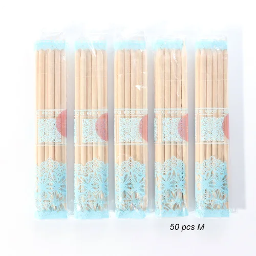 50 pcs M 3 размера, двухсторонние оранжевые палочки для дизайна ногтей, деревянные палочки для удаления кутикулы, набор для удаления кутикулы, инструмент для маникюра и педикюра TR709 - Цвет: 50 pcs M
