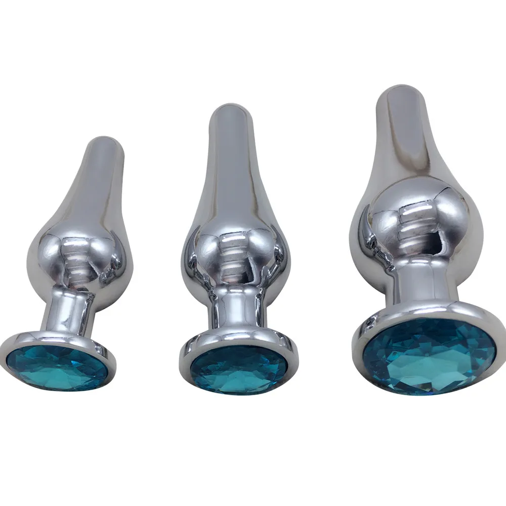 Анальная пробка для женщин с кристаллами Берга и металлическим задним креплением из нержавеющей стали, серебристого цвета - W14.