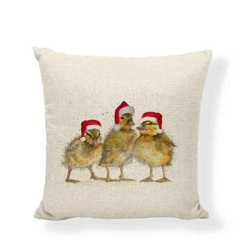 7 Christmas Animal Cushion Cover 45x45cm Flamingo Duck Deer Bird Home Bedroom Sofa Living Room New Year Gift Decoration Pillowcase - Цвет: 7