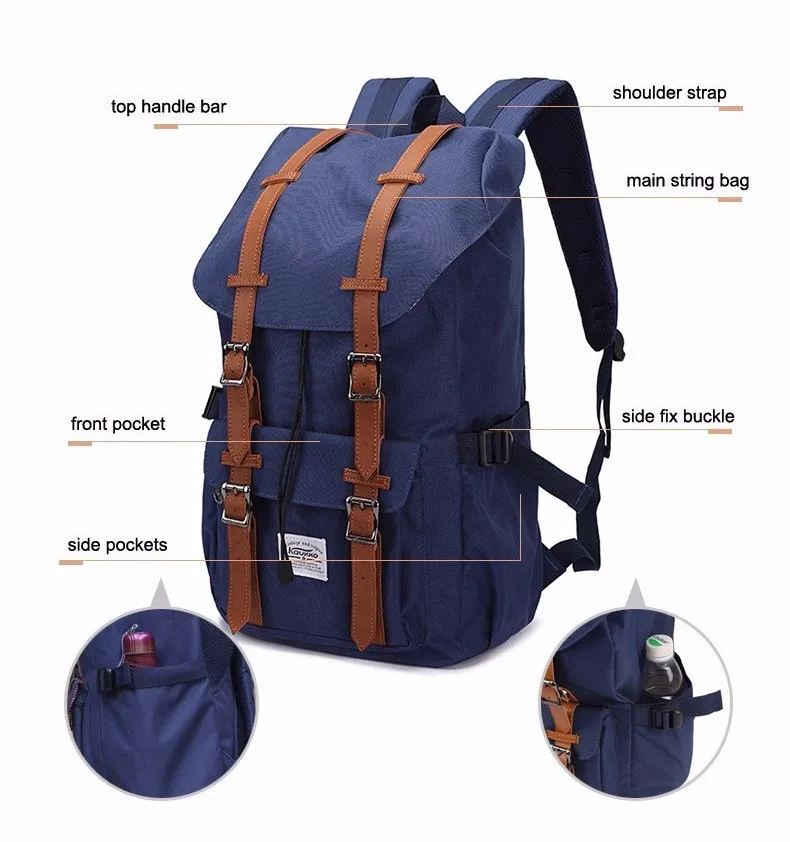 KAUKKO холщовые рюкзаки Sac Homme Femme женская сумка для ноутбука Mochila черные водонепроницаемые школьные сумки рюкзак в виде Крипера