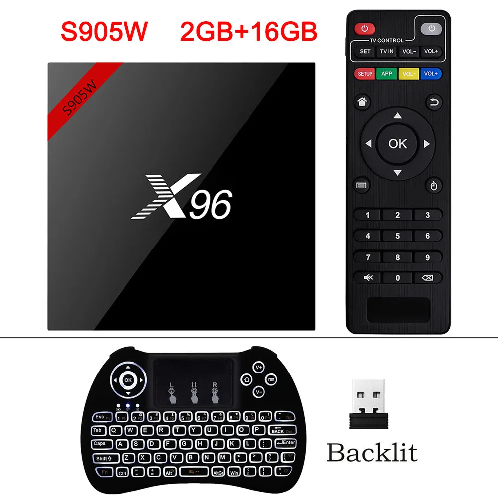 XGODY X96 Android 7,1 Smart tv Box S905W четырехъядерный 2 ГБ+ 16 ГБ 4K HD tv стример медиаплеер Netflix Youtube телеприставка - Цвет: 2GB 16GB Keyboard