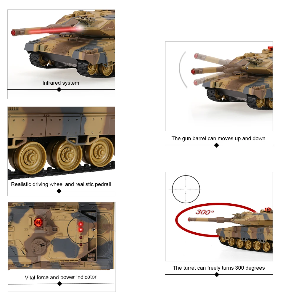 Дистанционный con tank HQ516 1/24 большой rc боевой танк A6 инфракрасный с пультом