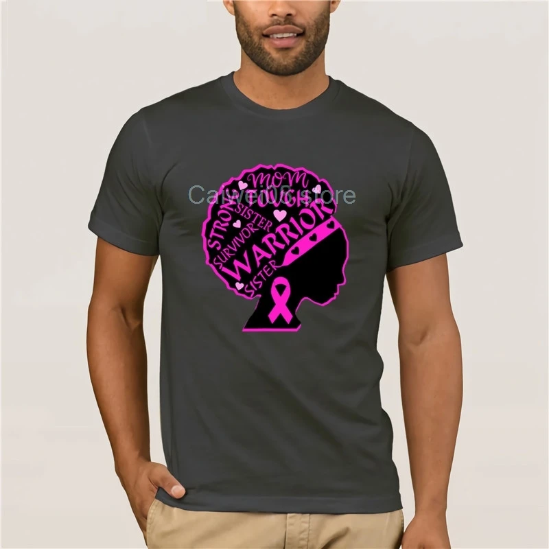 New fashion trend Breast Cancer Warrior T shirt Black Women African American-Colonhue Top Men's T-shirt | Мужская одежда