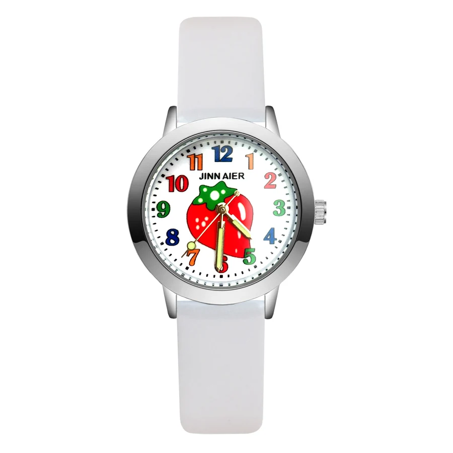 Fashion Cartoon Cute Fruit strawberry style Children's Watches Kids Student Girls Boys Quartz leather Wrist Watch clock JA159 | Наручные