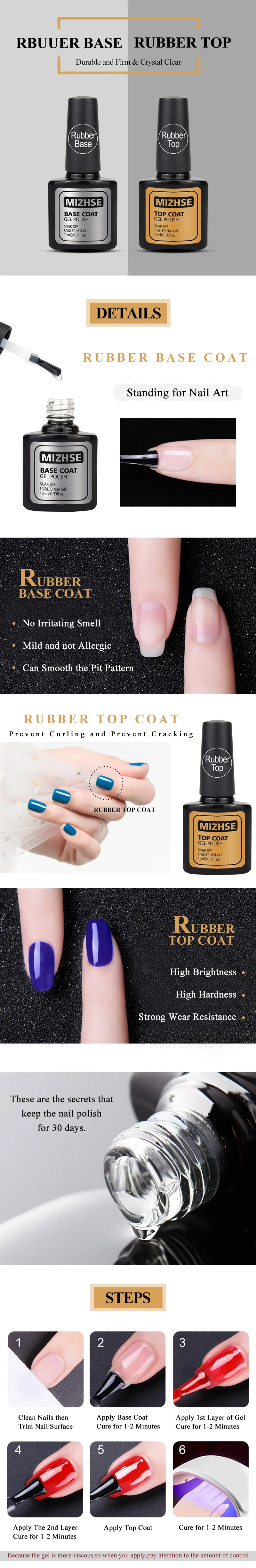 MIZHSE грунтовка для геля гель лак Полупостоянный Vernis резиновая верхняя основа пальто для ногтей Гибридный лак для ногтей гель лак