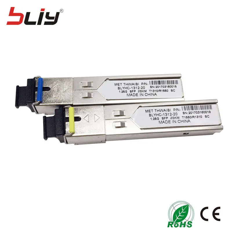 10 пар bliy sfp модуль SC 20 км одиночный режим волоконный коммутатор gigabit ethernet