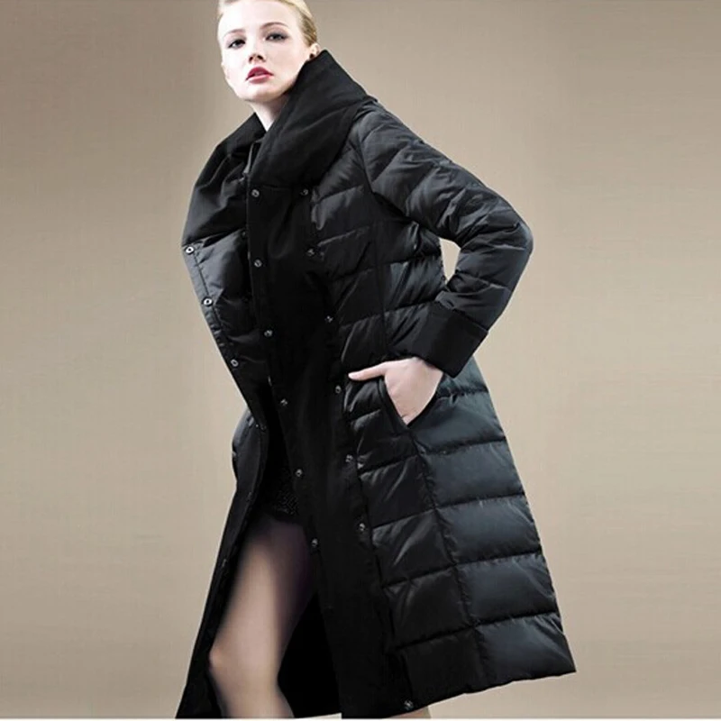 Высокое качество зимняя куртка женская теплая толстая белая пуховая парка