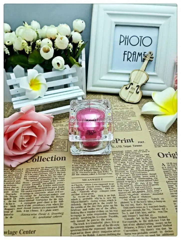 

30G Square Acrylic Crystal Jar Rose Red Color, Empty Cosmetic Cream Jar, Cosmetics Packaging Jar Rose Red Color 15pcs/Lot