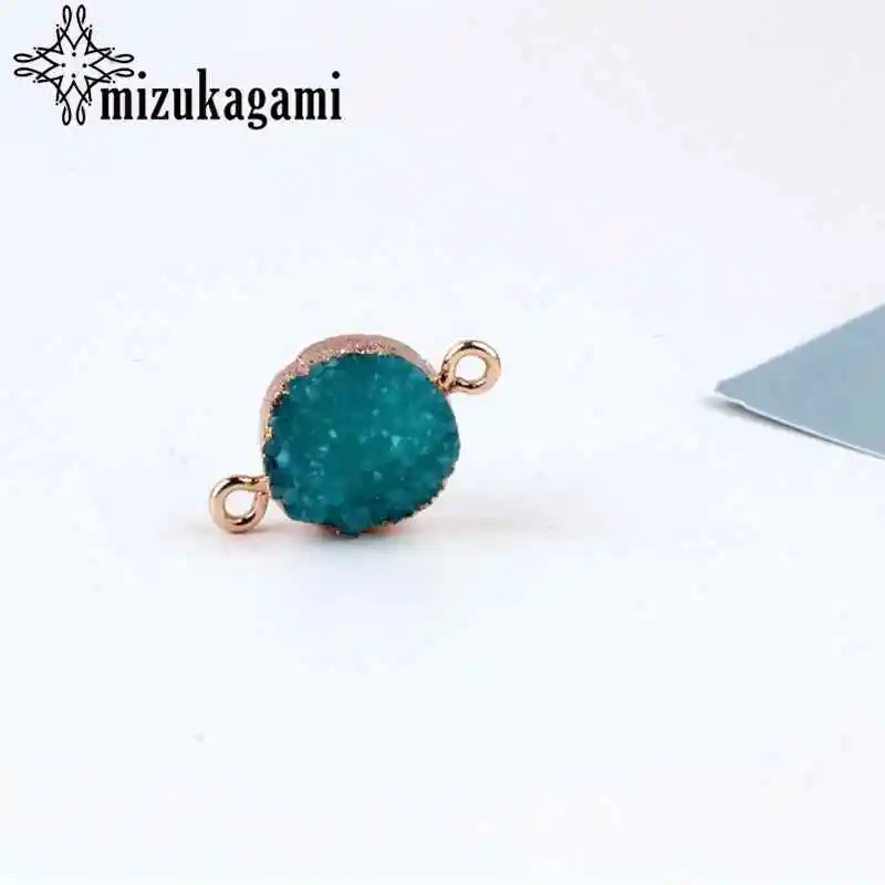 Двойное отверстие смолы имитация из натуральных круглых камней Сердце Подвески кулон 10 шт./партия для DIY модные серьги еврей - Окраска металла: 10