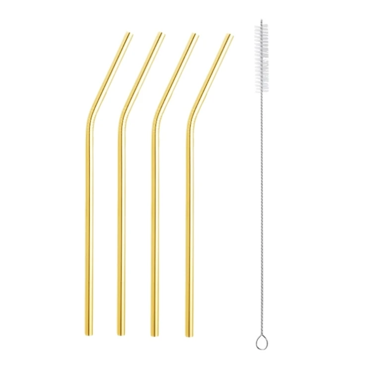 B-Gold 5PC 304 из нержавеющей стали металлическая соломинка многоразовые соломы+ 1 щетка экологически-безопасные соломинки прямой изгиб щеточка для чистки бар вечерние accessories20Oz - Цвет: B-Gold 5PC