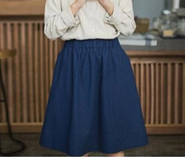 

2021 Spring Summer Women Cotton Linen Skirt High Waist Pleated Skirt Female Elastic Waist Skirts Women J324