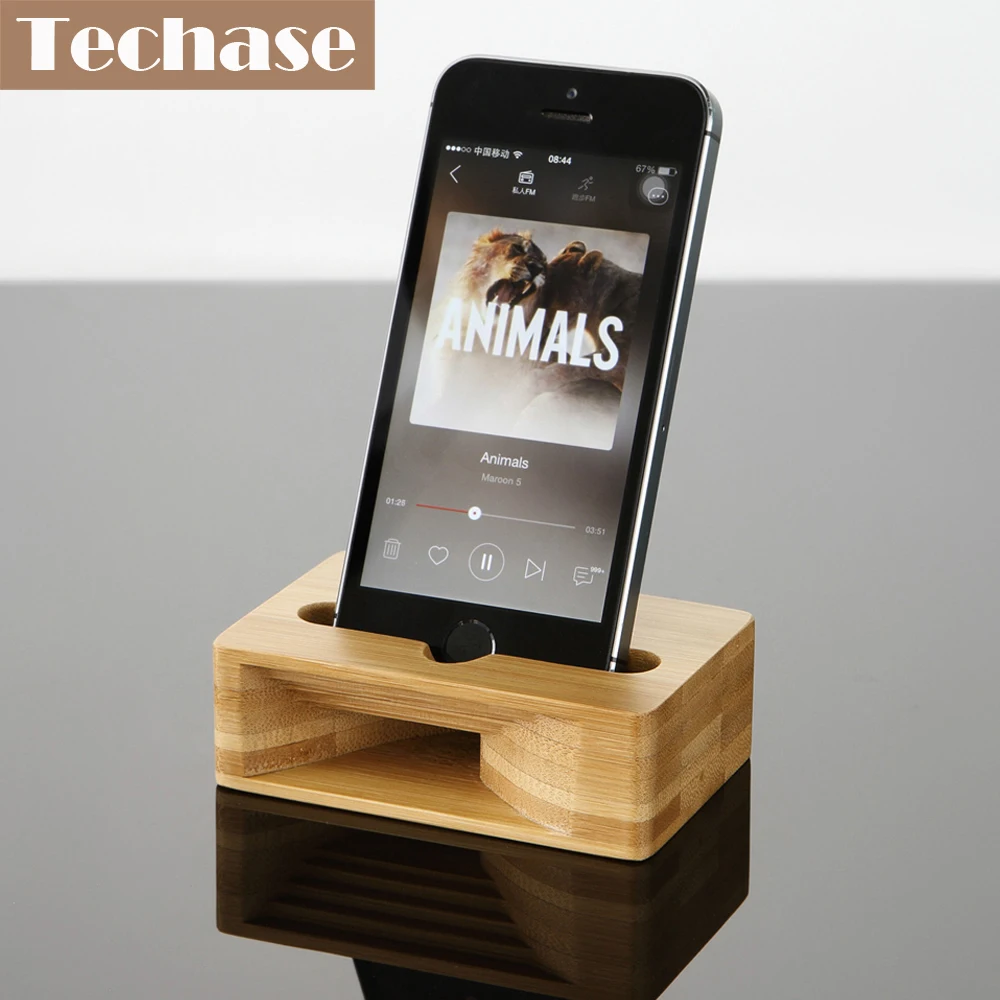 Бамбуковая подставка для телефона Techase деревянный громкоговоритель