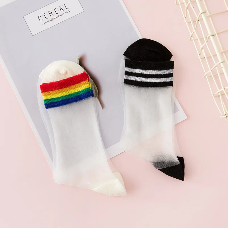 Новинка 2018 женские носки радужные с кристаллами классные цветные полосатые в