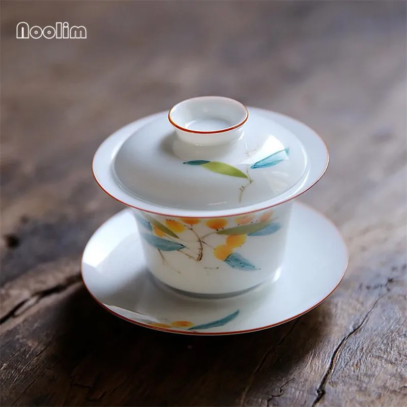 1 шт. китайский чайный набор кунг-фу Gaiwan Чайник чайные чашки расписанные вручную чайные сервизы фарфоровые керамический подарок чистая посуда для напитков