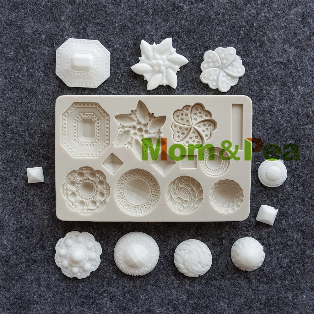 Mom &amp Pea MPB0091 цветы с камнями силиконовая форма Сахарная паста 3D украшение для