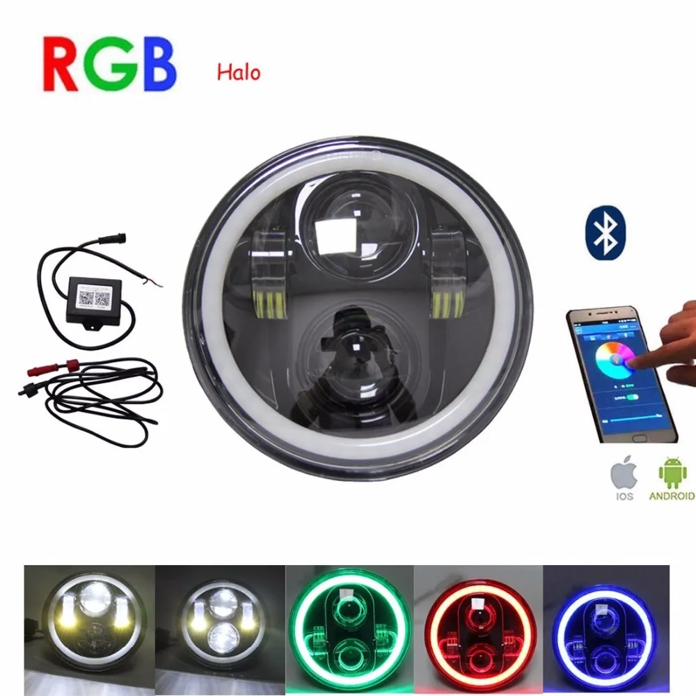 Для мотоцикла Harley 5 75 дюйма светодиодные фары с RGB Halo Bluetooth дистанционное
