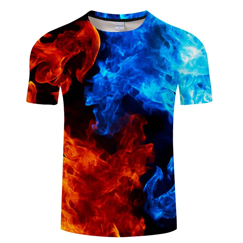 Летняя Мужская хлопковая футболка с короткими рукавами и принтом улиц 3 d (Прямая