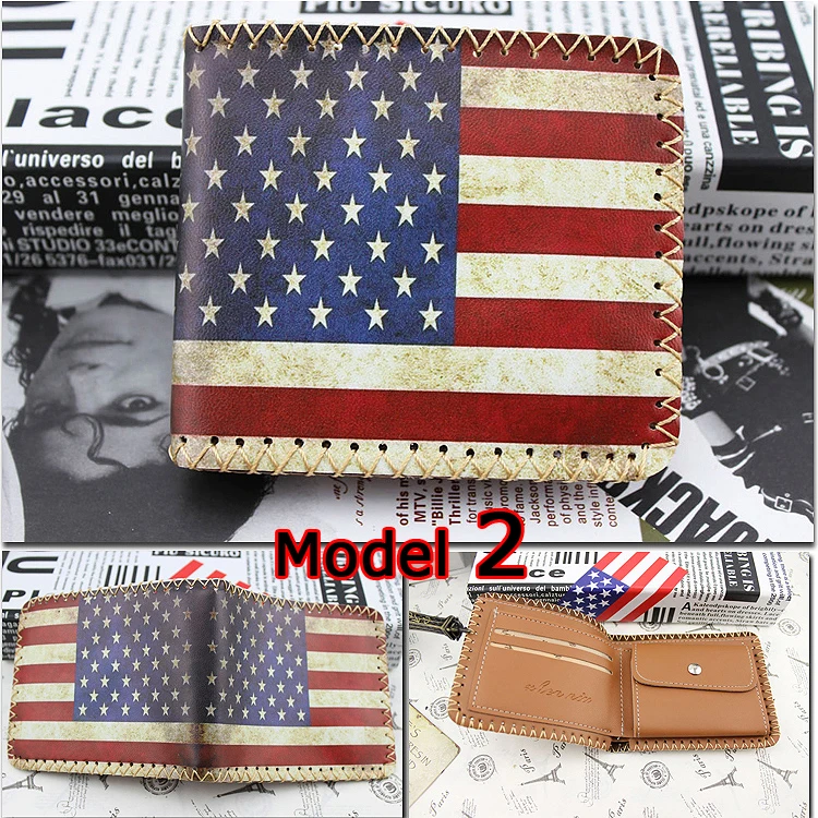 Винтажный бренд британский флаг США волшебный кошелек короткий складывающаяся