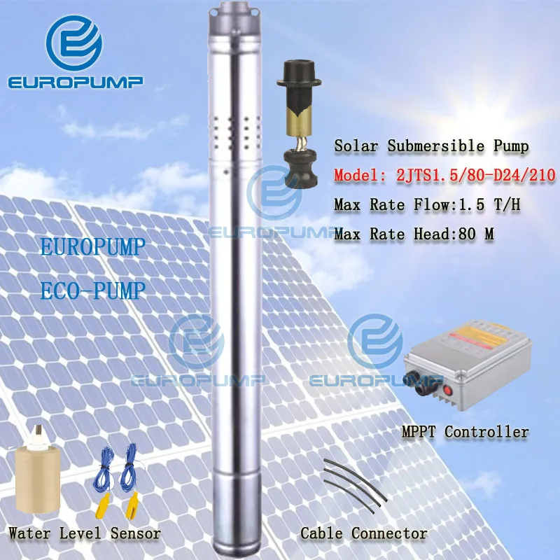 EUROPUMP MODELL (2EPS1. 5/80-D24/210) 2 Zoll Solar Power Wasserpumpe System, solar tauch pumpe für landwirtschaft bewässerung mit ich
