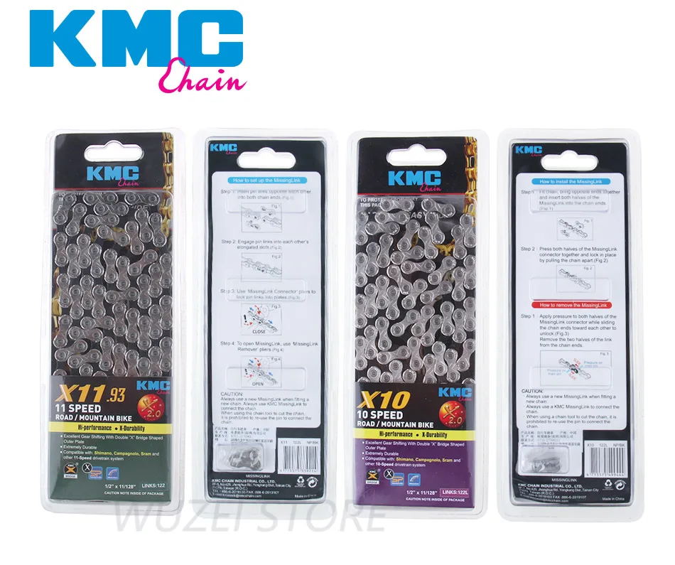 KMC X10 X11 MTB велосипед длинная цепь 122L 10/11 цепь для скоростного велосипеда волшебная кнопка с оригинальной коробкой горный велосипед длинная цепь