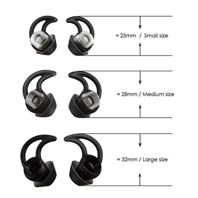 Фото Сменные силиконовые шумоизоляционные насадки для наушников Bose QC20i Qc30 Soundsport SIE2 SIE2i IE2 IE3, 3 пары №3