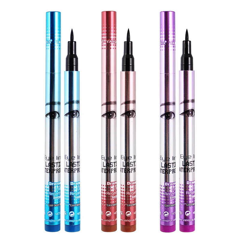 YANQINA New Makeup Black Liquid Eyeliner Quick Dry Waterproof Not Dizzy Long-Lasting Eye Liner 3 Colors Tube |