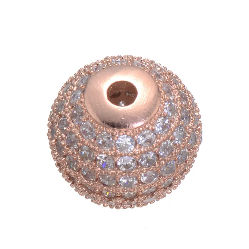 Латунные искусственные бусины 12 мм микрозакрепка кубический цирконий круглые 5