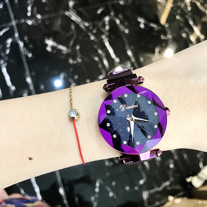 New Style Women Watches Fashion Women Creative Luxury Starry Quartz Watches Simple Magnet Stone Strap Clock