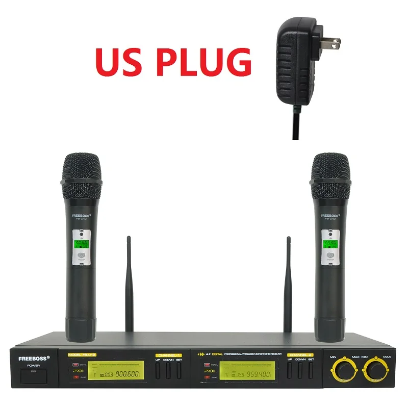 Freeboss FB-U12 UHF Беспроводная микрофонная система 2 способа 100 каналов ИК Частота беспроводной микрофон Karoke KTV вечерние динамический микрофон - Цвет: US PLUG