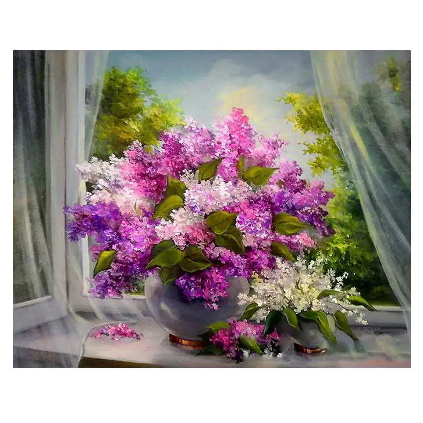 flower painting 15 RIHE Подсолнух абстрактная Цветочная живопись Diy Цифровая Роза живопись по номерам Современная Лилия настенная художественная картина для домашнего декора 40x50 см - Цвет: flower painting 15
