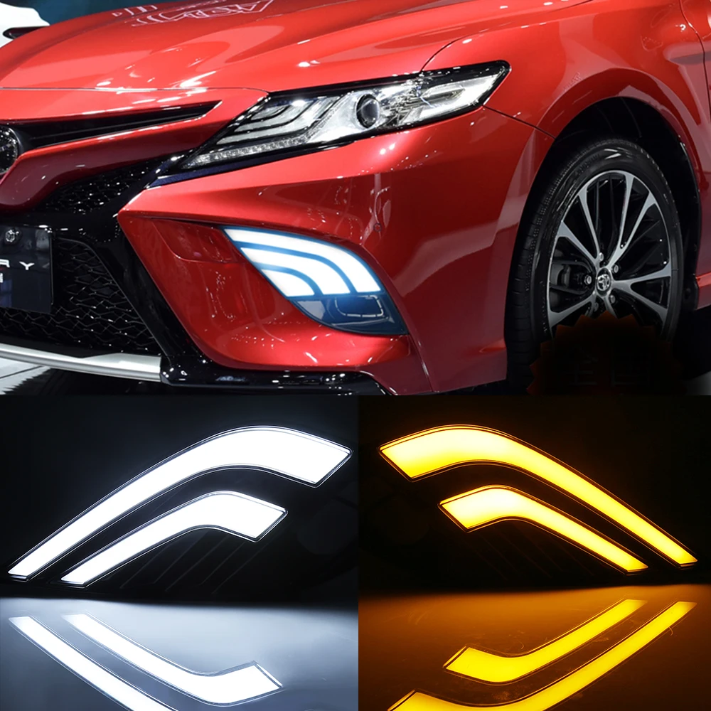 Автомобильный ходовой светильник s drl, Светодиодный дневной ходовой светильник для toyota carmy, желтый, белый, синий, дневной ходовой светильник s для camry SE XSE