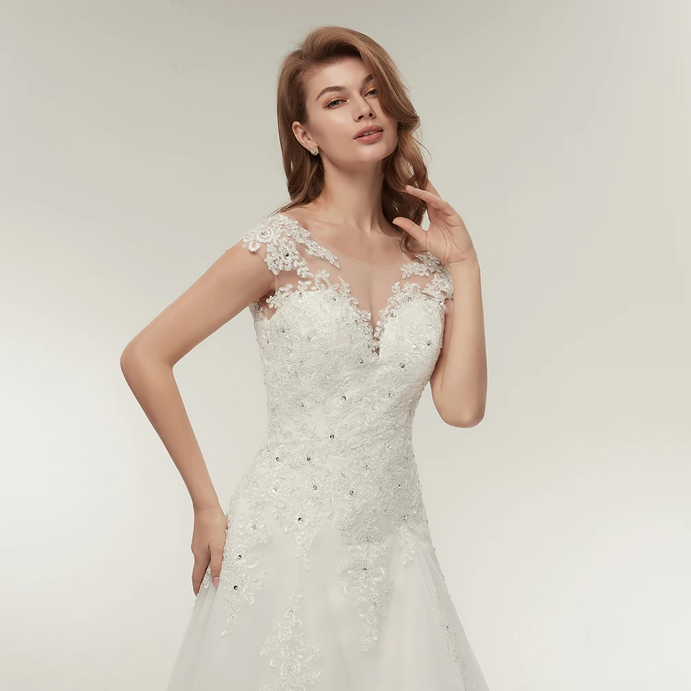 Женское свадебное платье Fansmile кружевное ТРАПЕЦИЕВИДНОЕ невесты с вышивкой