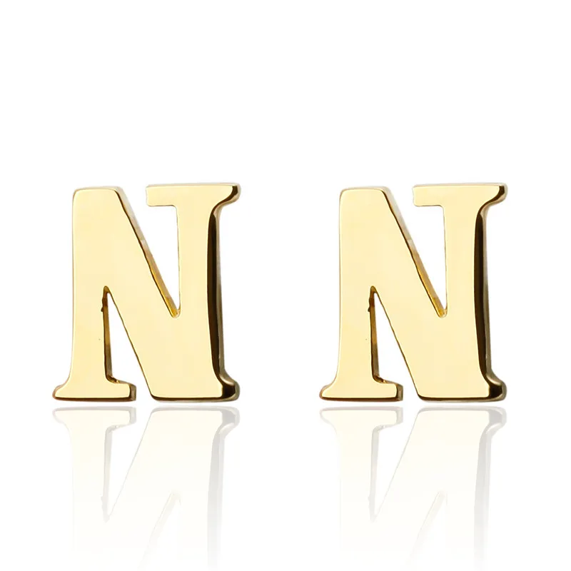

New Brand gold A-Z letter N Shirt Cufflinks for Men Jewelry Wedding Groom Alloy Cuff Links French Business Abotoaduras Gift