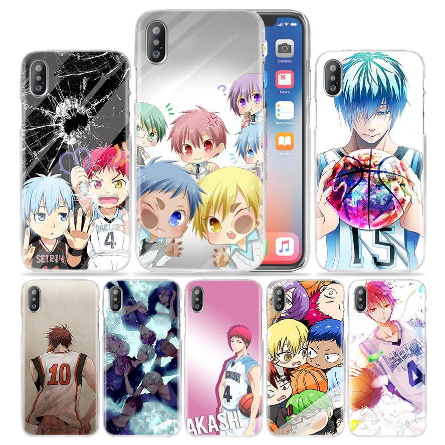 Kuroko чехол без корзины для iPhone XS Max XR X 10 7S 8 6 6S Plus 5S SE 5 4S 4 5C прозрачный жесткий PC аниме Kawaii чехол для телефона