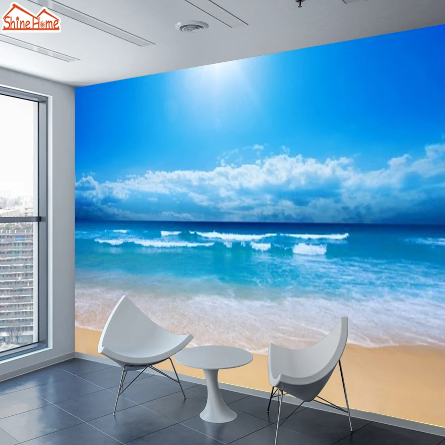 ShineHome Большие Пользовательские 3D обои для фотографий Солнечный свет море пляж 3 d