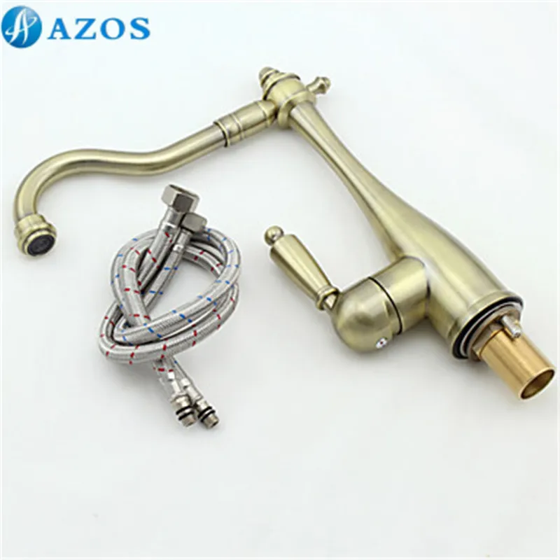 Краны для кухонной раковины Золотой винтажный поворотный шланг спрей с одной