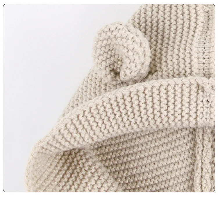 Infants Baby Winter Hooded Sweater Romper Newborn Fur Collar Knitted Cardigan Baby Boys Girls Christmas Jumpsuit Clothes