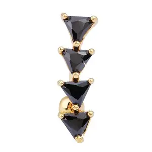 New Arrive Black Triangle Belly Bar with Gem 316L Surgical Steel Navel Bell Button Ring for Women Girl 12pcs/lot Free Shipping