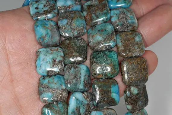 16mm Dark Blue Lagoon Pyrite Inclusions Quartz Gemstone Square Loose Beads 16 inch Full Strand (90185856-851) | Украшения и