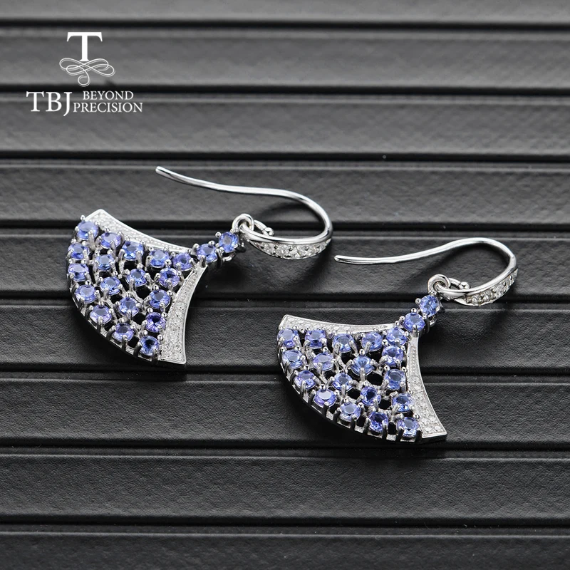 TBJ танцующая девушка натуральный 3ct Синий танзанит серьги крючки серебро 925 пробы
