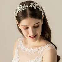 jonnafe silver color leaf bridal tiara headband women prom hair crown pearls jewelry crystal wedding headpiece hair acccessories