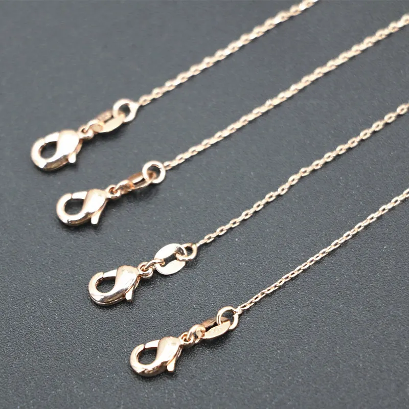 Изысканная 1 мм звеньевая цепочка из нержавеющей стали розового золота