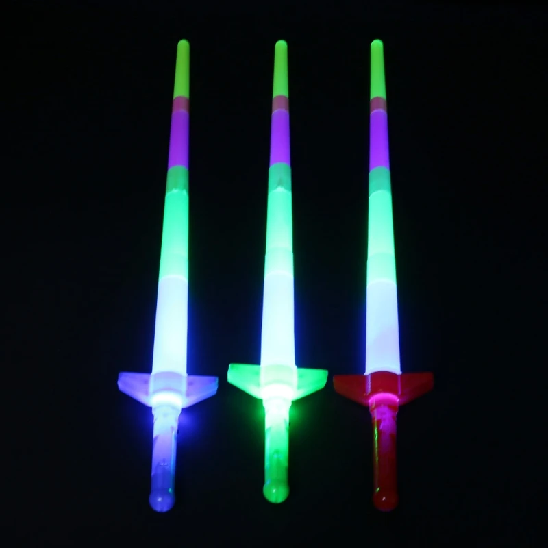 

New Rainbow Laser Sword Extendable Light Up Toys Flashing Wands Led Sticks Party