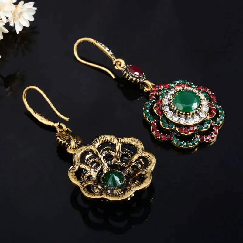 Новинка 2017 винтажные богемные серьги-Крючки с кристаллами античные золотые