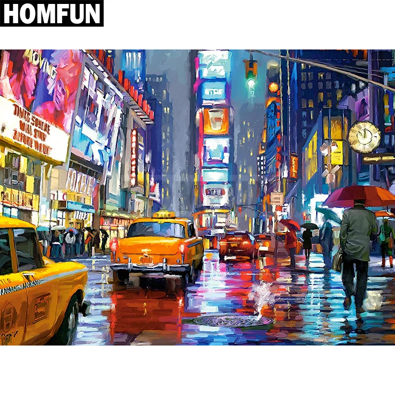 HOMFUN Full Square/Round Drill 5D DIY Diamond Painting &quotcity street&quot 3D Embroidery Cross Stitch Rhinestone Decor A00291 | Дом и сад