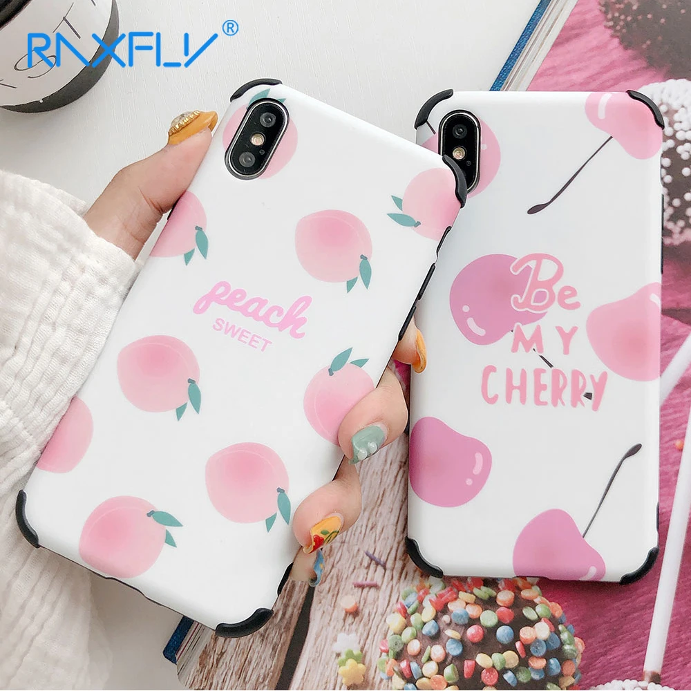RAXFLY противоударный чехол для iPhone XR X XS Max фрукты узорные Чехлы 7 8 6 6S Plus мягкая IMD
