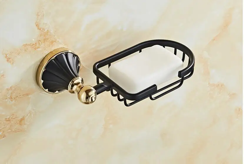 soap basket Новое поступление золотых и черных аксессуаров для ванной комнаты, держатель для бумаги, держатель для полотенец, держатель для туалетной щетки, держатель для полотенец, набор аксессуаров для ванной комнаты - Цвет: soap basket