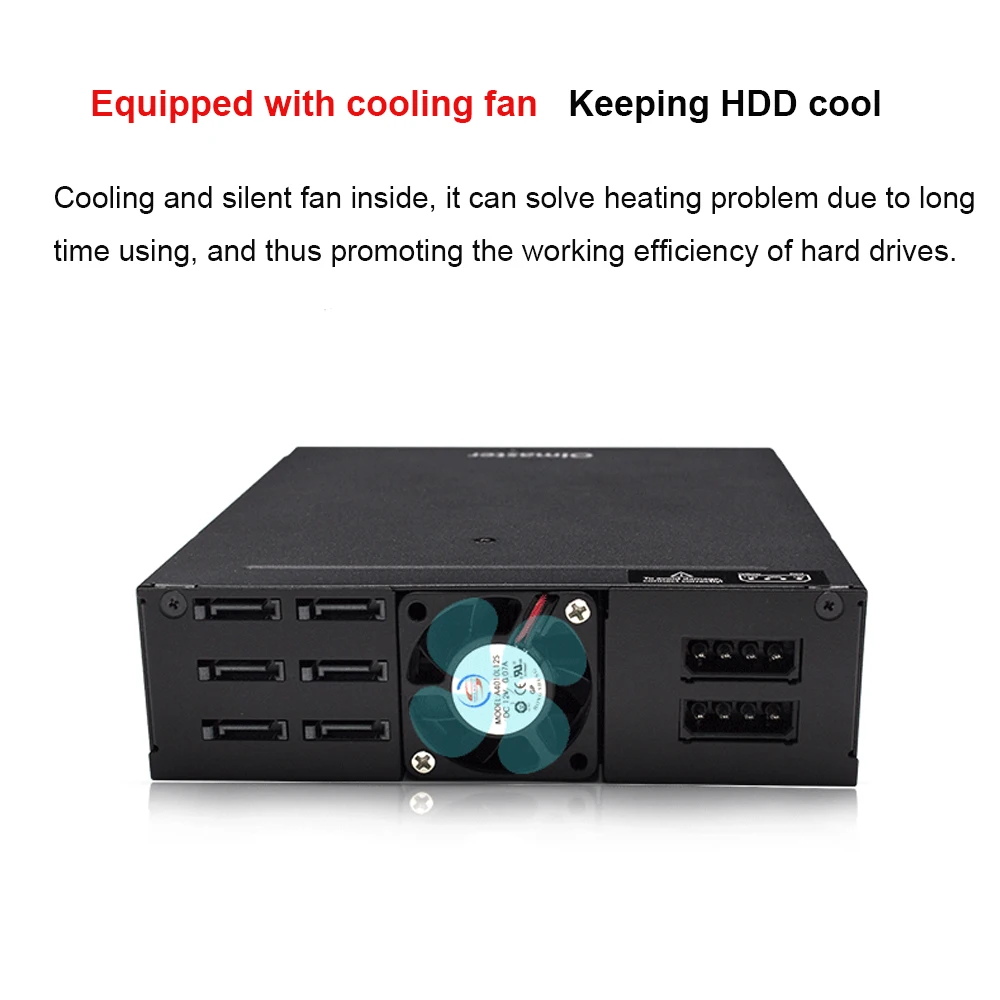 6 отсеков Мобильная стоечная Плата Поддержка 2,5 ''SATA HDD SSD жесткий диск с охлаждающим вентилятором шкафчик Горячая замена 6 Гбит/с для ПК 5,2" отсек для дисков