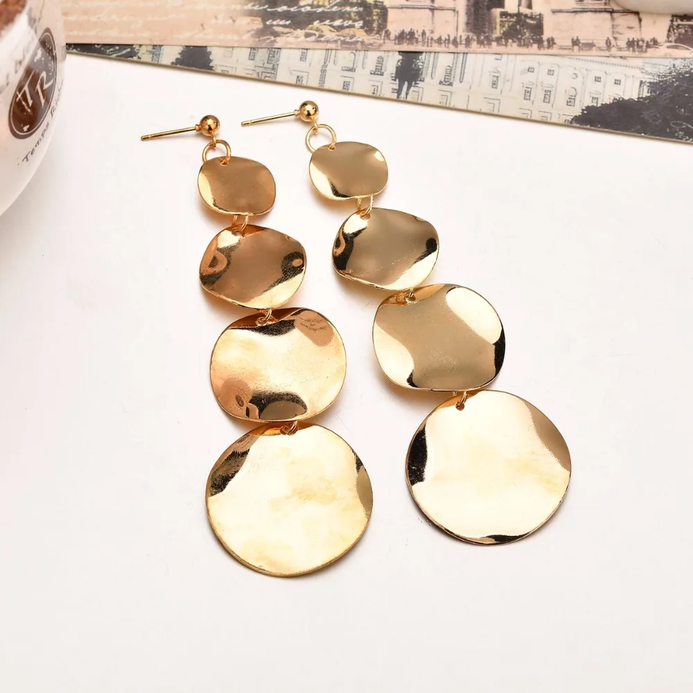 Mestilo Преувеличение золотистого и серебристого цвета из металла длинные круглые